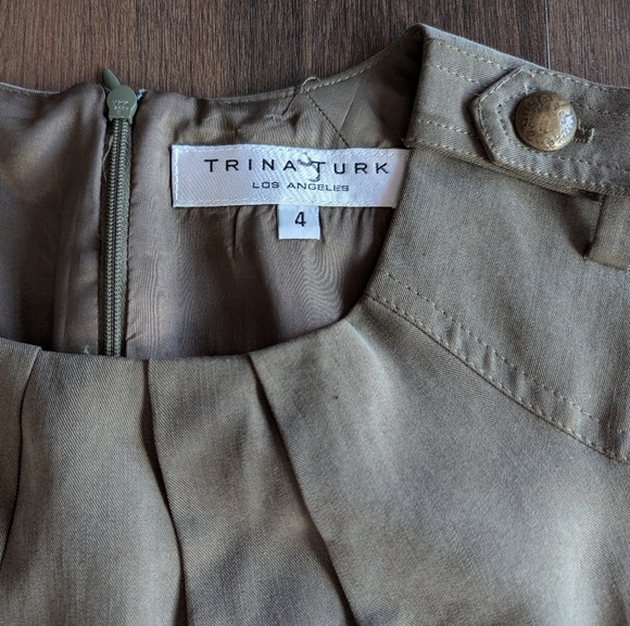 Trina Turk sz. 4 olive green belted dress - Picture 5 of 5